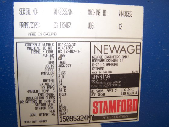 STAMFORD, EINDE GENERATOR