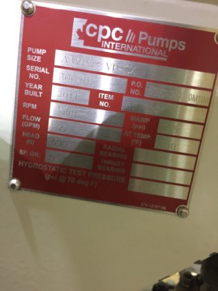 CPC 泵和 Baldor 75 HP