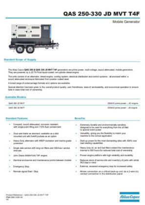 阿特拉斯-科普柯 QAS250 柴油拖车发电机