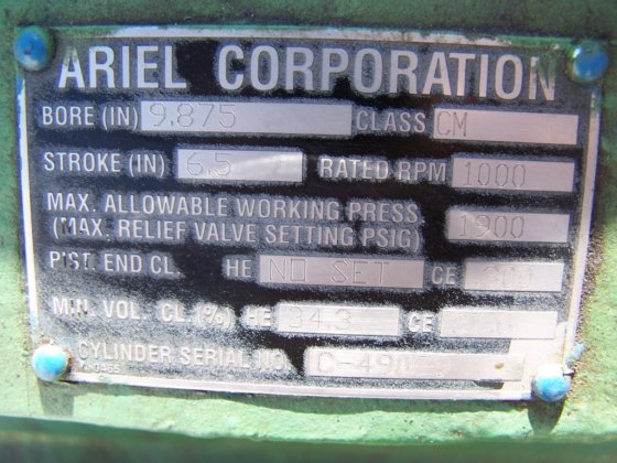 アリエル、コンプレッサーシリンダーcmクラス、口径9.875インチ