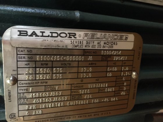 クライド・ユニオン製ポンプとバルドール製20馬力モーター