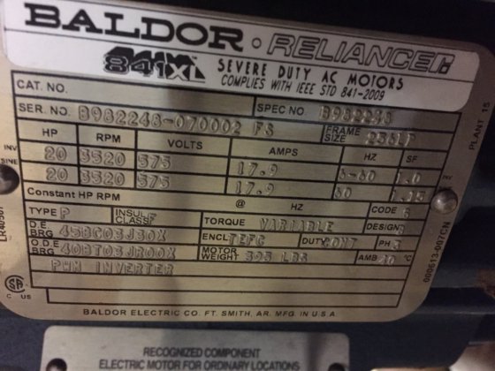 PCCポンプとバルドール20馬力モーター