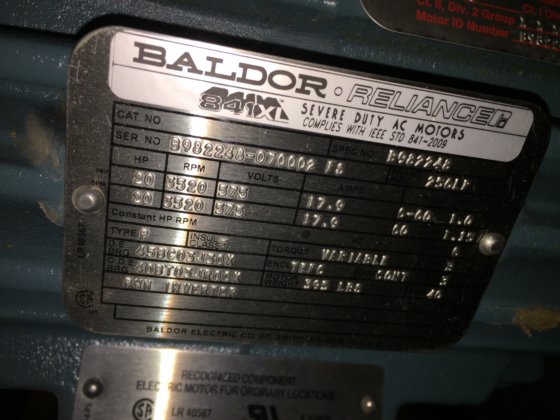 CPC 泵和 baldor 20 马力发动机