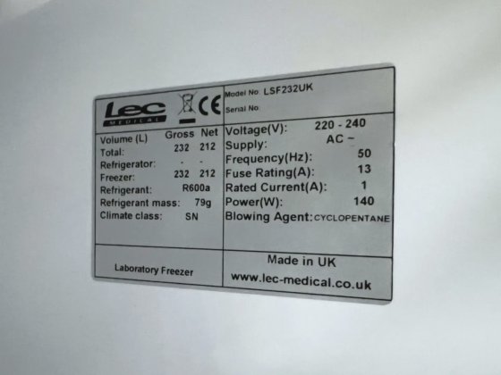 Lec Medical LSF232UK 实验室冷冻机