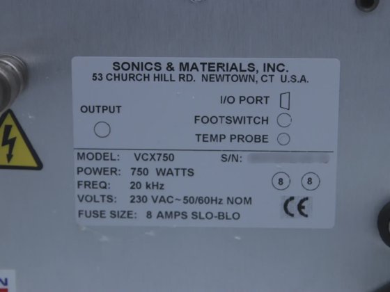 SONICS Vibra Cell VCX750 超声波处理器