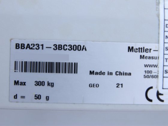 メトラー・トレド BBA231-3BC300A ベンチスケール