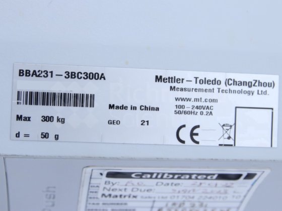 メトラー・トレド BBA231-3BC300A ベンチスケール