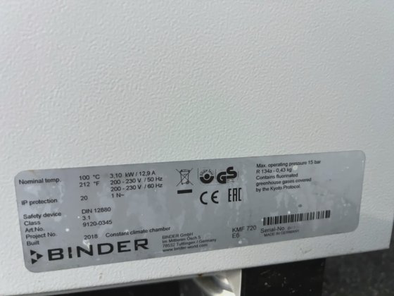 バインダーKMF 720クライメート・チャンバー