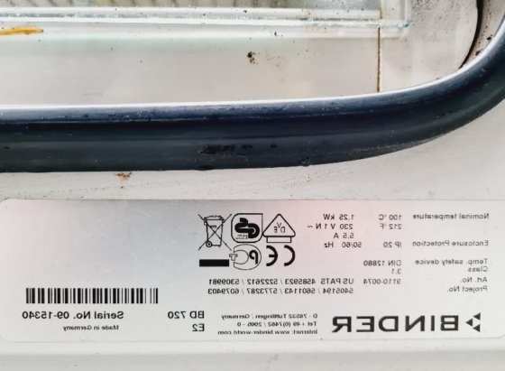 Binder BD 720 E2インキュベーター実験室