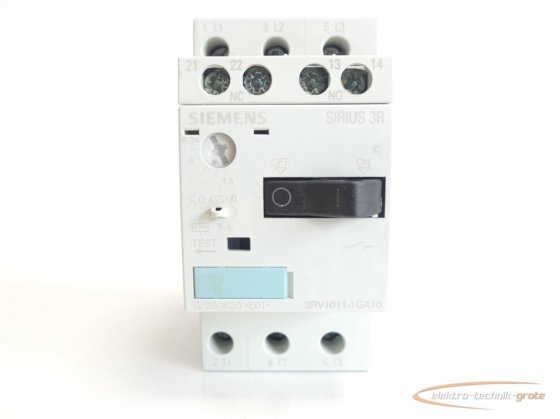 Siemens 3RV1011 1GA10 Circuit-breaker 4.5 6.3A max. E Stand 01 ...