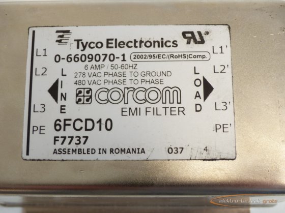 Tyco Electronics 6FCD10 EMI Filter