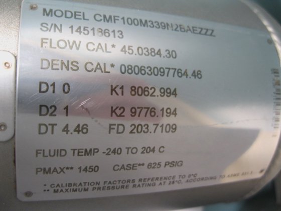 1" Micro Motion CMF100 Sanitary