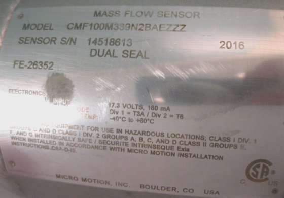 1" Micro Motion CMF100 Sanitary