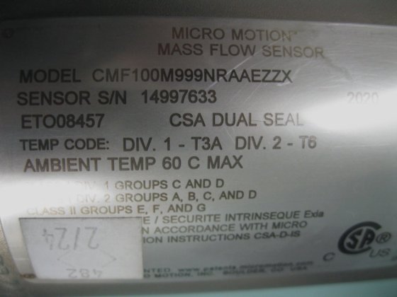 1-1/2" Micro Motion CMF100 Sanitary