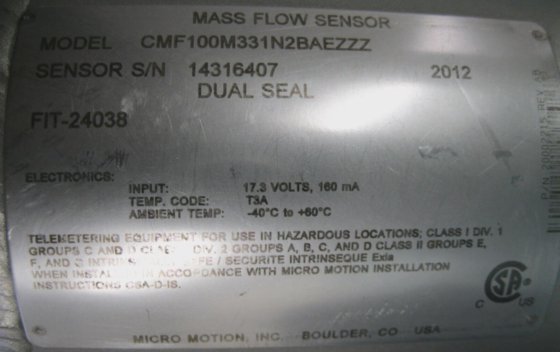1" 150# Micro Motion CMF100