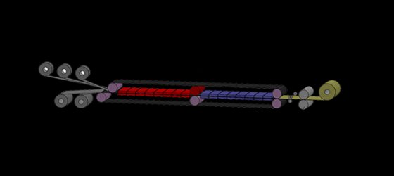 皮带式连续复合机用于生产连续纤维增强热塑性单向预浸带层压板;