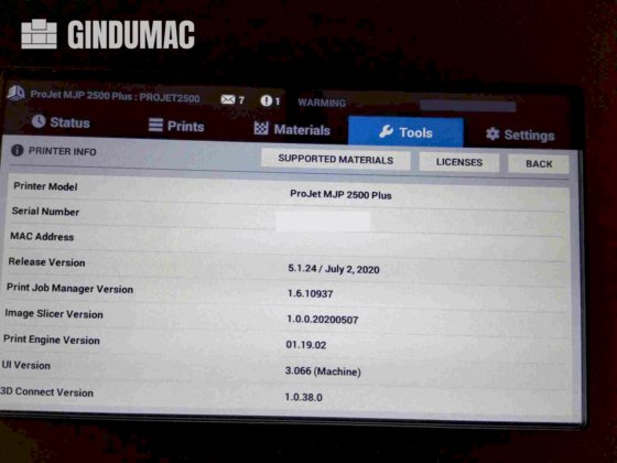 2016 3DSYSTEMS ProJet 2500 Plus