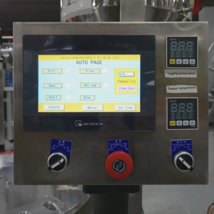 用于包装蜂蜜的 Dession 旋转台式自动迷你蜂蜜勺灌装封口包装机