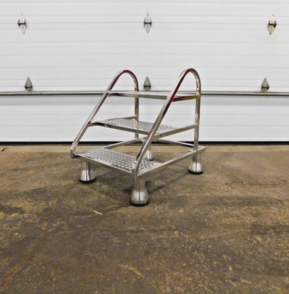 MO-5980, PRO-FAB STAINLESS 3 STEP ROLLING STAIRCASE LADDER in ...