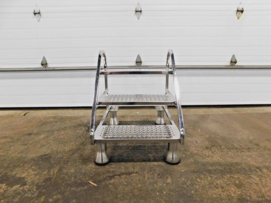 MO-5980, PRO-FAB STAINLESS 3 STEP ROLLING STAIRCASE LADDER in ...