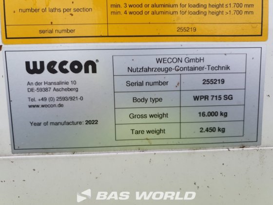 Wecon 交换车身半拖车