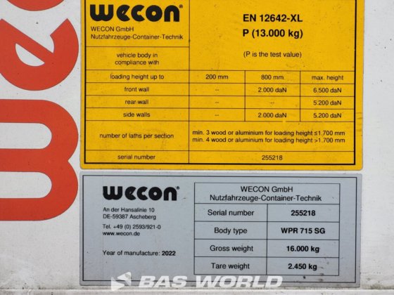 Wecon 帘式半拖车