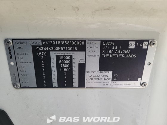 斯堪尼亚 S460 4X2 牵引车组