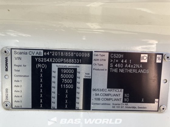 斯堪尼亚 S460 4X2 牵引车组