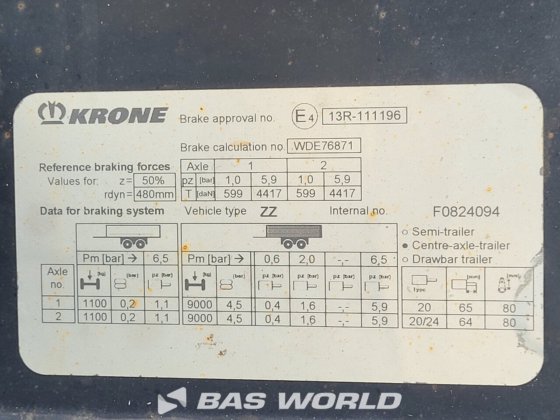 Krone ZZ20A集装箱底盘