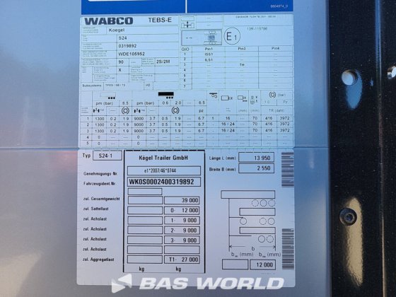 ケーゲル・カーテンサイド・セミトレーラー