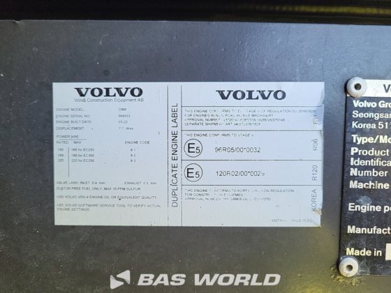 ボルボ EC350 E L クローラー式油圧ショベル