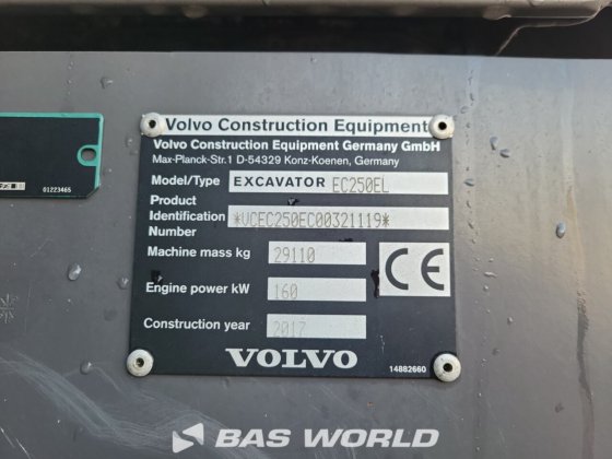 ボルボEC250 E Lクローラーショベル