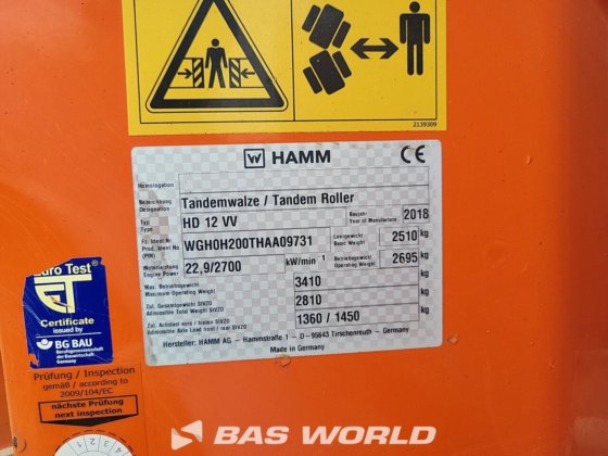 Hamm HD12 VV 双钢轮压路机