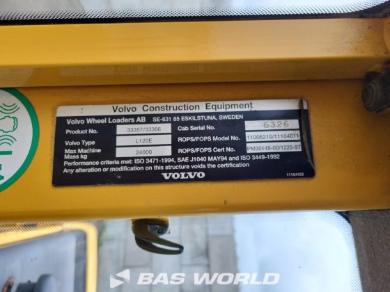 ボルボ L120 E ホイールローダ