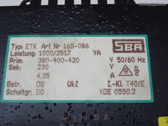 SBA Einphasen-Transformator