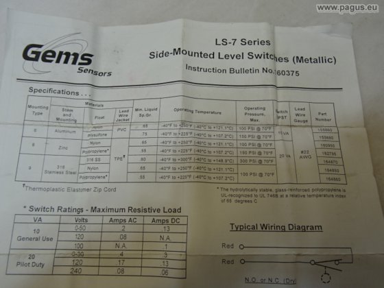 GEMS SENSORS Schwimmerschalter