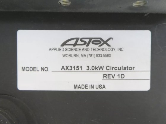 ASTeX Applied Science & Technology AX3151 3.0kW Circulator MKS Working ...