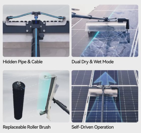 太陽電池パネルのクリーニングの手持ち型の光起電パネルの専門の電気クリーニングのブラシ