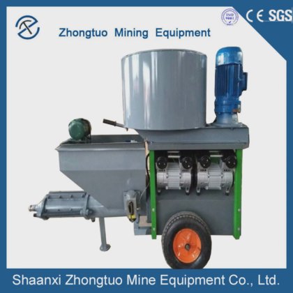 喷涂水泥砂浆的墙壁抹灰机