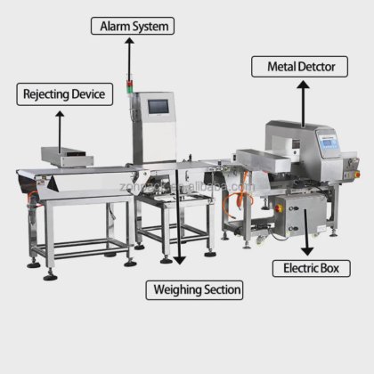 带金属检测器的自动食品包装重量检测机输送式检重秤