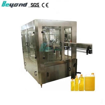 用于食用油灌装机的高品质活塞式旋转块辣椒油瓶灌装旋盖贴标机