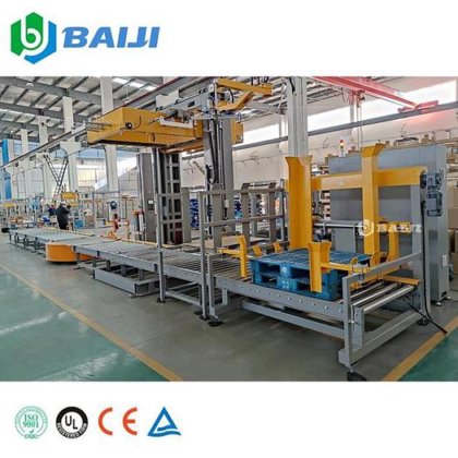 带传送带的 BAIJI 全自动在线转盘式托盘包装机