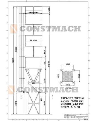 50トン容量のセメントサイロ、在庫あり
