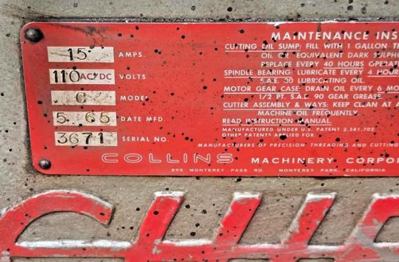 Collins Model C Pipe Threader