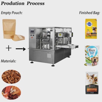 站立式拉链袋包装，干湿宠物狗猫动物食品重量包装机
