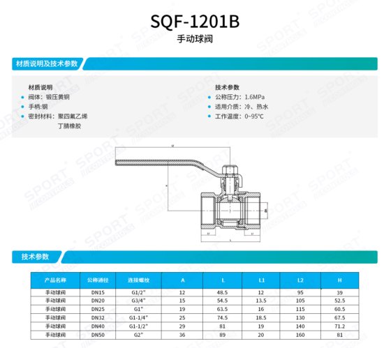 SQF-1201B黄铜球阀