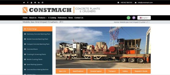 60～80 Tph 容量の移動式破砕プラント