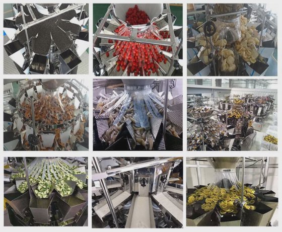 自动 10 14 斗多头秤、多头蔬菜组合秤