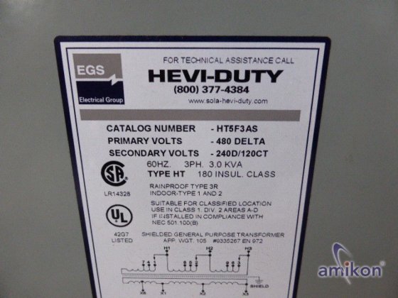Sola Hevi-Duty transformator HT5F3AS 3