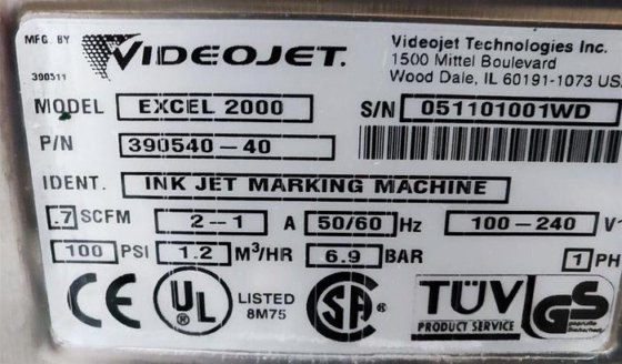 VideoJet Excel Series 2000 inkjet